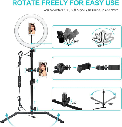 Godox LR120 12" LED Ring Light with Desktop Stand & Cell Phone Holder, USB Powered Conference Light CRI>90 Color Temperature 3000K to 6000K for TikTok/Live Stream/Makeup/Zoom Call & YouTube (Black)
