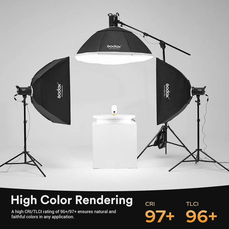 Godox LA200Bi Bicolor LED Video Light, 210W 2800K-6500K 79200Lux Bowens Mount Led Light, CRI 96+ 11 FX Effect 0-100% Dimming, APP Control, for Film Shooting, Wedding, TV Interviews