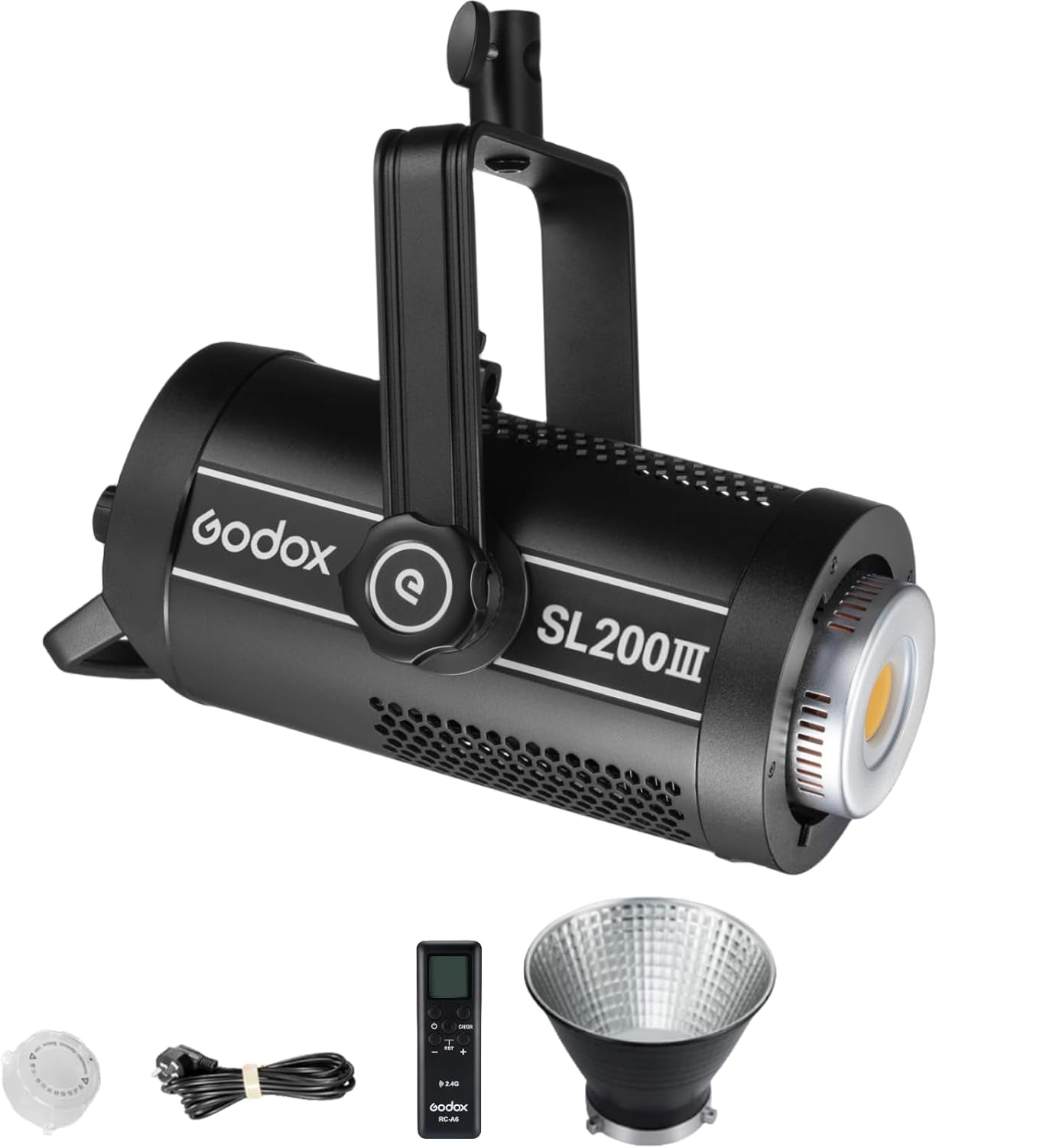 Godox SL200III Daylight LED Video Light, 200W 95600Lux @1M CRI 96+TLCI 97+ Bowens Mount LED Continuous Light, Professional Studio Light with 8 FX Effects&Silent Mode&RC-A6 Remote