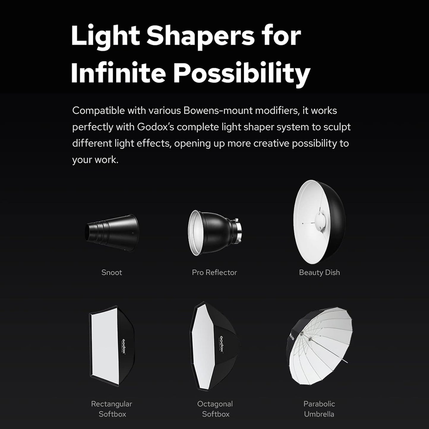 GODOX QT400IIIM 400W High Speed Studio Flash Light GN65 1/8000s HSS 0.01-0.9S Quick Recycling Time Built-in 2.4G Wireless X System with 40W Modeling Light Bowens Mount for Wedding Portrait Photography