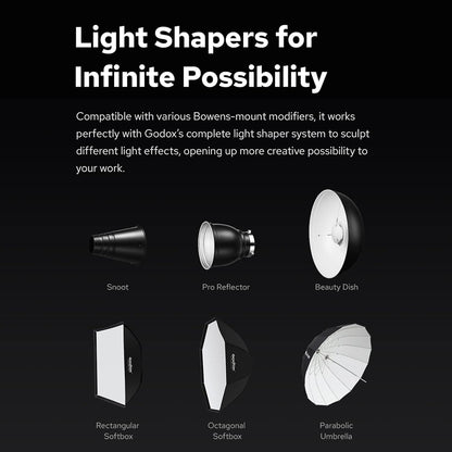 GODOX QT400IIIM 400W High Speed Studio Flash Light GN65 1/8000s HSS 0.01-0.9S Quick Recycling Time Built-in 2.4G Wireless X System with 40W Modeling Light Bowens Mount for Wedding Portrait Photography