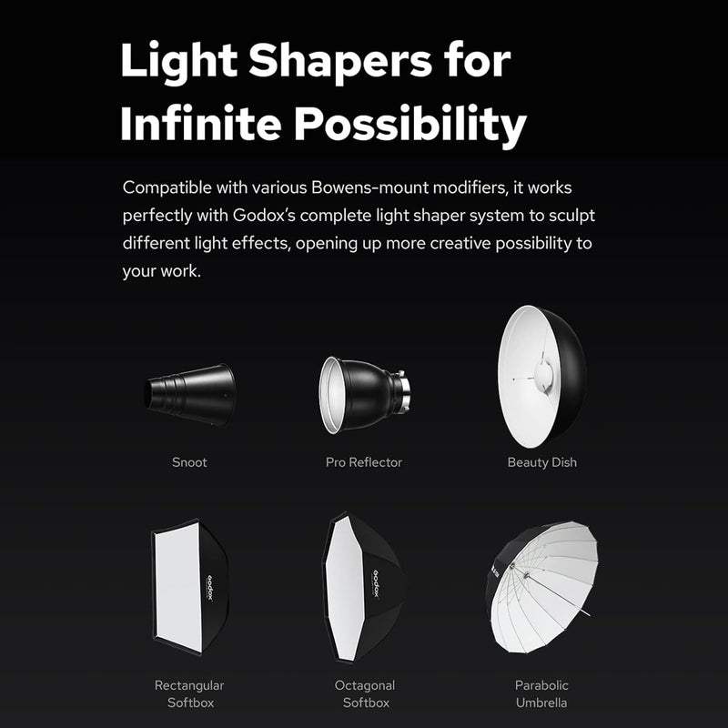 GODOX QT400IIIM 400W High Speed Studio Flash Light GN65 1/8000s HSS 0.01-0.9S Quick Recycling Time Built-in 2.4G Wireless X System with 40W Modeling Light Bowens Mount for Wedding Portrait Photography