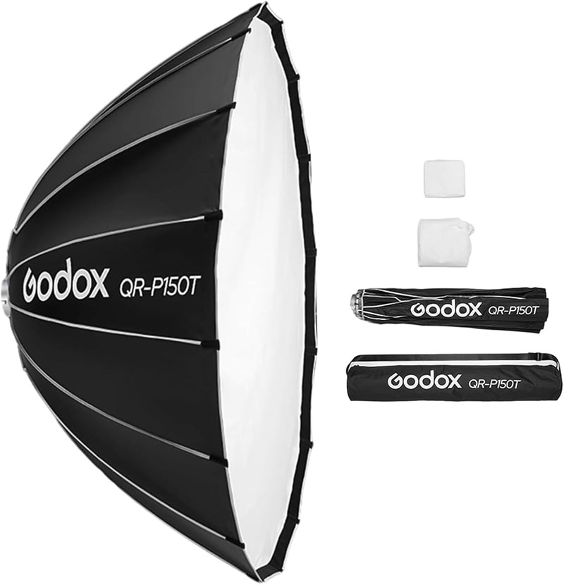 Godox QR-P60T 60cm/23.6in Quick Release Parabolic Softbox Professional Foldable Softbox with Standard Bowen Mount & Diffusers for Photography Studio Photography (60cm/59in Softbox)
