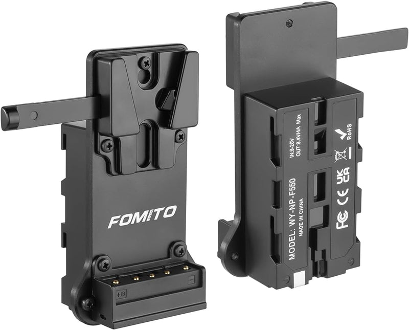 FOMITO NP-F970 F750 F550 Dummy Battery to V-Mount Plate Power Adapter for Camera Monitor Neewer F100 FEELWORLD FW568 F5 T7, LED Video Light CN160 CN216 YN300 II YN-600 W260