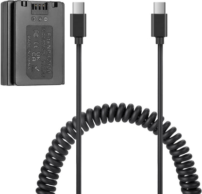 FOMITO-NP-FZ100 Dummy Battery Decoded NP-FZ100 FZ100 Battery Replacement with Type-C Spring Power Adapter Cable for Sony A9M2 ILCE-9 A1 A7M3 A7M4 A7S3 A7R3 A7R5 A7C2 A7CR A6600 A6700 FX3 FX30 Cameras-F0100