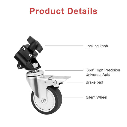 Fomito-FMT-WXL-3-2 Stand Wheel Kits Caster Wheels Set of 3 for 2.8m Light Stand-F0060