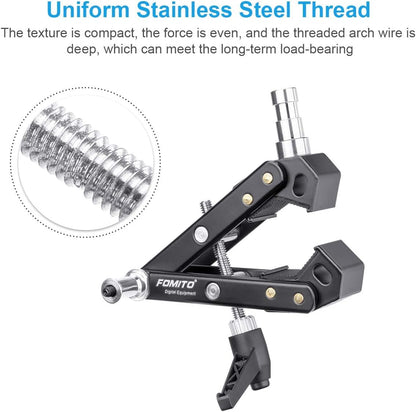 Fomito Super Clamp Universal Multi-Function A-Type Flash Clip with 2X 5/8 Inch Interface Screw & 1x 1/4 Inch Male Screw