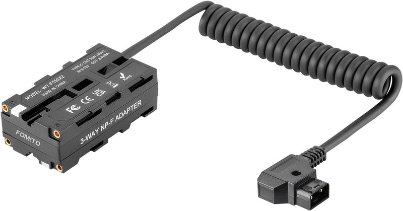 FOMITO 2-Sided NPF Dummy Battery Cross-shaped to D-tap Power Cable with USB-C Output Output Connecting V-Mount Battery for Field Monitor, Wireless Video Transmission, LED Light, Camera, Smartphone