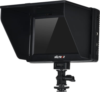 7 inch 4K HDMI Field Monitor Kit, VILTROX DC-70 II on Camera Monitor with HDMI Output, Peaking Focus Assist Video Monitor with Sunshade Hood/Battery