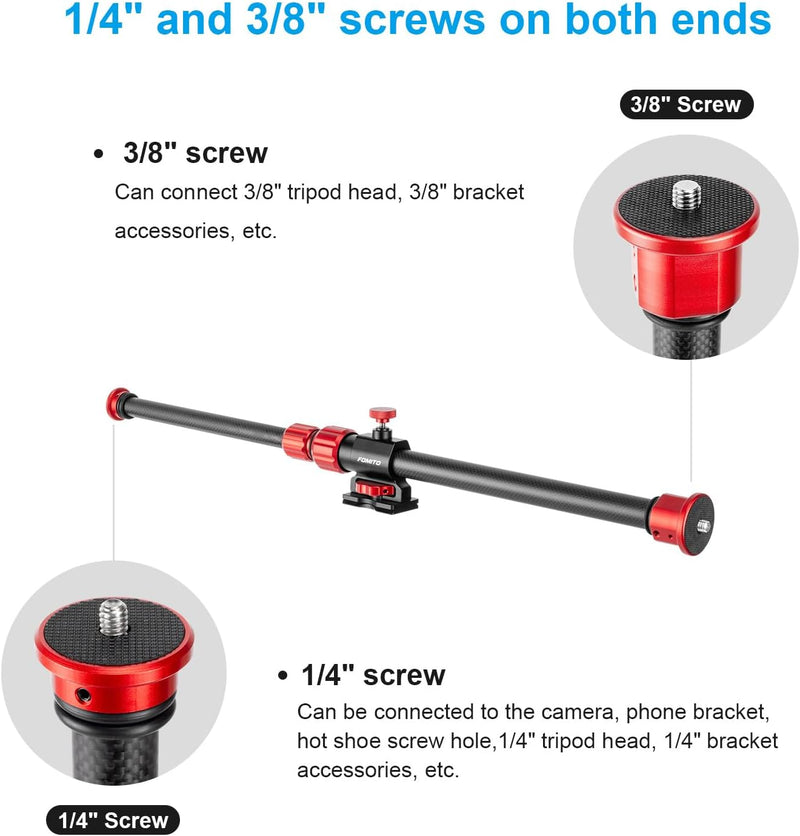 FOMITO Camera Mounts & Clamps - Versatile Tripod Boom & Cross Arm with Length 26cm-80cm - Ideal for Overhead and Horizontal Shoting