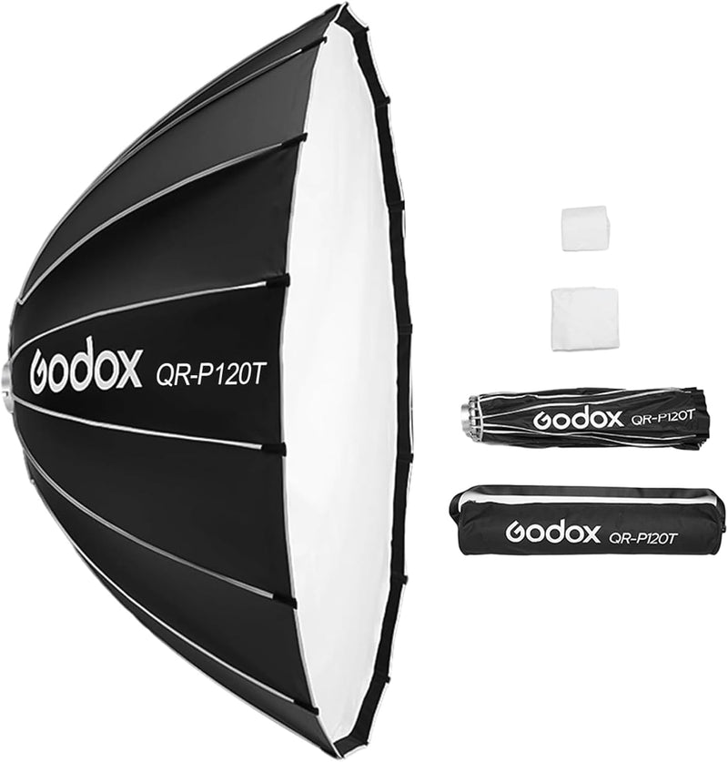 Godox QR-P60T 60cm/23.6in Quick Release Parabolic Softbox Professional Foldable Softbox with Standard Bowen Mount & Diffusers for Photography Studio Photography (60cm/59in Softbox)