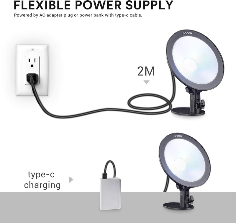 Godox CL10 RGB Ambient Light, 36000 Colors LED RGB Atmosphere Background Light with 39 Special Light Effects, Studio Decorate Light with APP/Remote Control, LED Video Light for Streaming, YouTube
