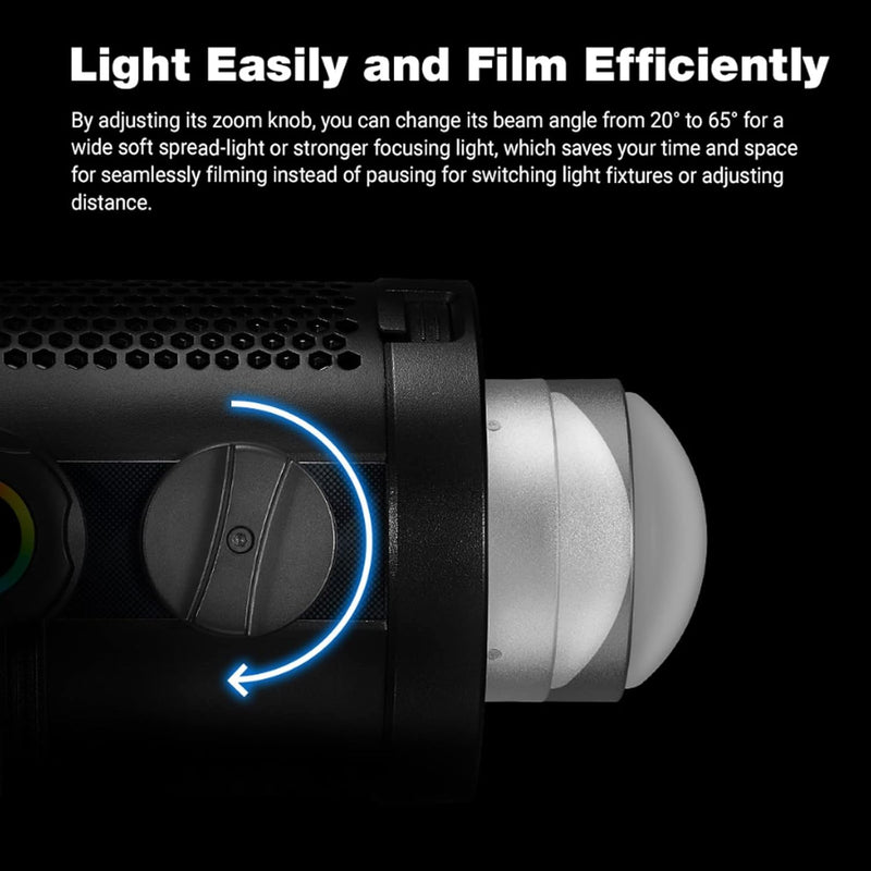 Godox SZ150R Zoom RGB Video Light, 150W LED Light CCT 2800-6500K, 37 Lighting Effects CRI 97 TLCI 96 APP Control/DMX Control Bowens Mount Light for Interview Video Shooting,Streaming