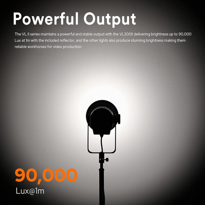 Godox VL300 II LED Video Light, 320W 5600K Daylight-Balanced Bowens Mount Continuous Video Light,CRI 96 TLCI 96 0-100% Dimming,16 Groups 32 Channels,2.4GHz Wireless Bluetooth Control(VL300 Upgraded)