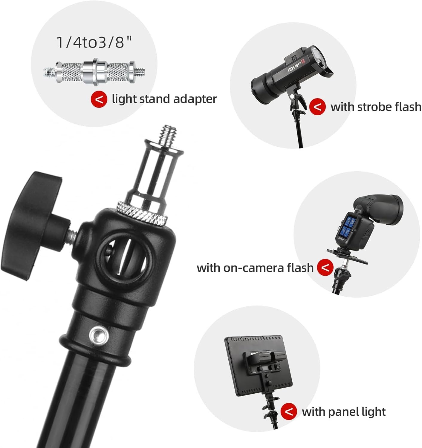 JINBEI HD-230 7.5ft / 230cm Handheld Portable Light Stand with 1/4" 3/8" Adapter Boom Pole Telescoping with Easy Twist Locks Support for Studio LED Panel Speedlite Reflector