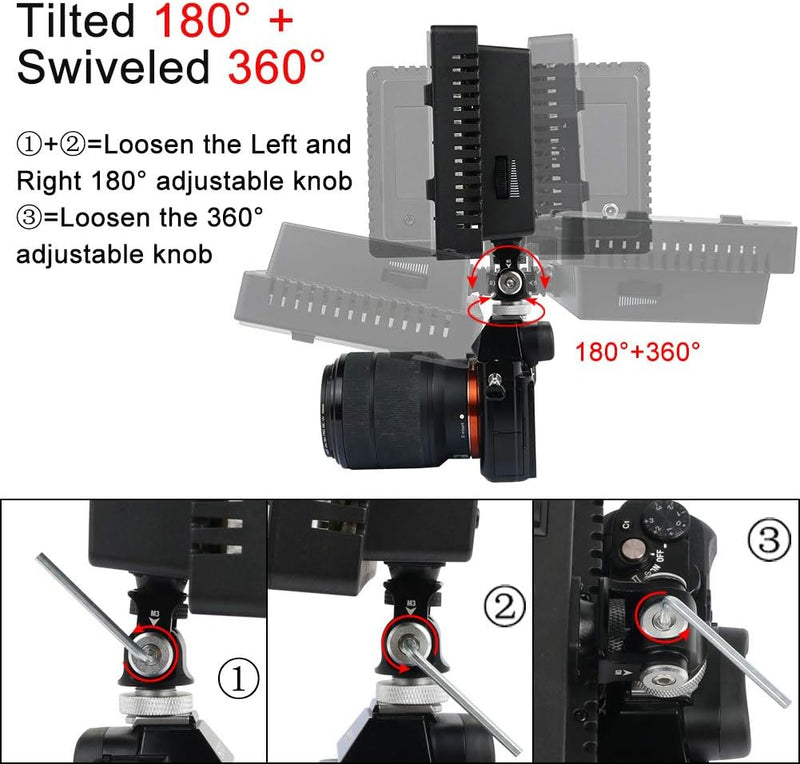 Fomito Mini Ball Head - Tripod Head with Lock and Hot Shoe Adapter,can Swiveled 360° and Tilted 180° with 1/4 inch Screw for LED Light,Monitor,Camcorders,Cell Phone,Flash Bracket,DSLR Cameras - Z1