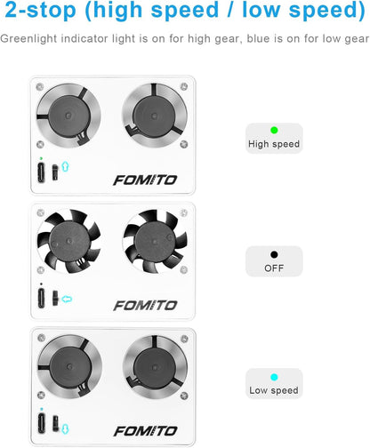 FOMITO-FS-03 Camera Video Dual Cooling Fans Built-in Battery with Magnetic Case for Sony A7M4 A7cII A7c A7S3 ZV-1 ZV-10 ZVE1 A6700 FX30 Canon R5 R6 R7 Fujifilm XT4 White-F0193