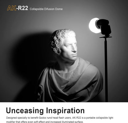 Godox AK-R22 Collapsible Diffusion Dome, Diffuser for Godox V1/ V1pro Round Head Flash, Godox AD100Pro, Godox H200R