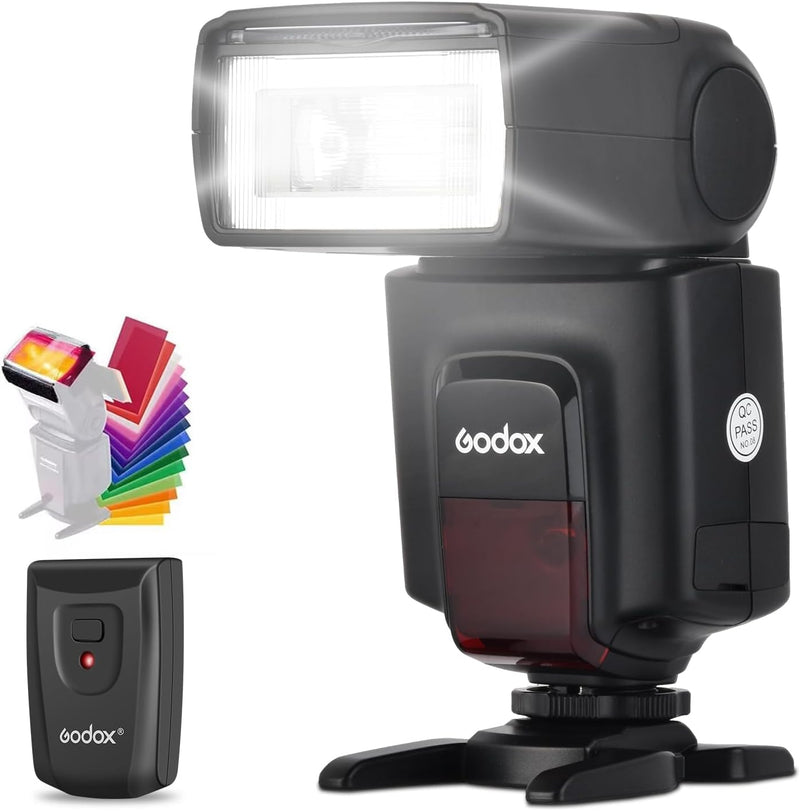 GODOX TT520 II Universal On-Camera Flash Speedlite with AT-16 Wireless Trigger Transmitter GN33 S1/S2 Modes Compatible for Canon Nikon Pentax Olympus Fujifilm Panasonic DSLR Cameras with Hot Shoe