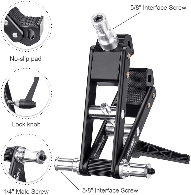 Fomito Super Clamp Universal Multi-Function A-Type Flash Clip with 2X 5/8 Inch Interface Screw & 1x 1/4 Inch Male Screw
