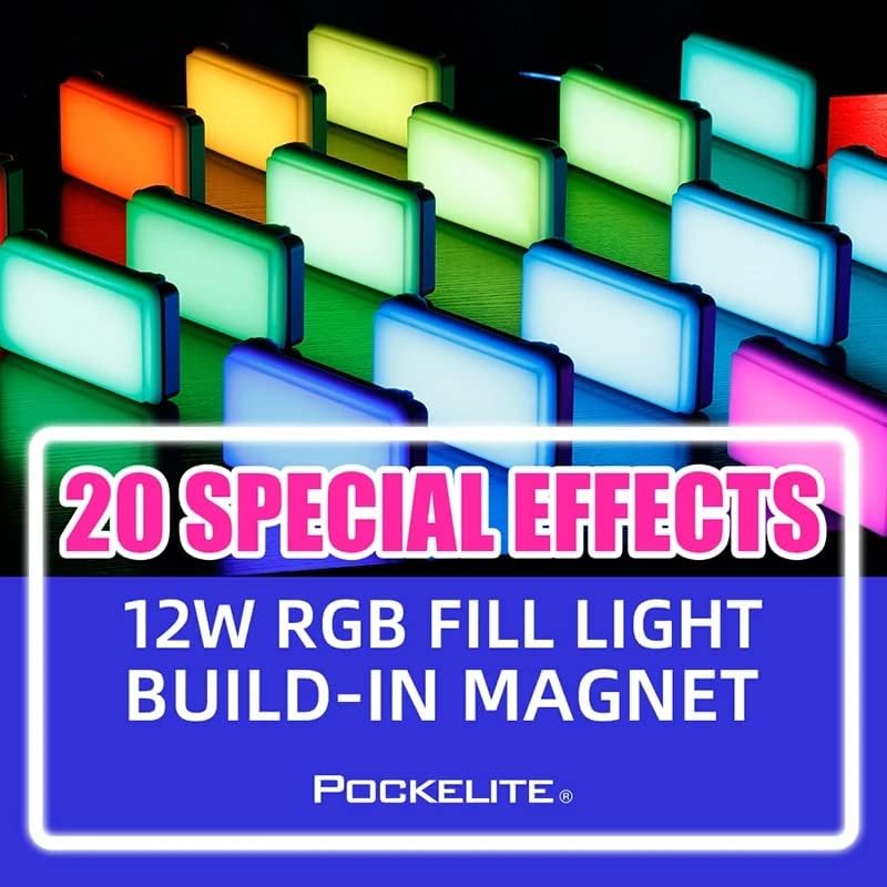 Falcon Eyes F7 12W RGB Led Video Light,Portable Photography Light with Honeycomb Grid and Softbox,CRI 97,2500K-9000K,Magnet Adsorption Function,Multiple Scenario Mode for Live Streaming Video