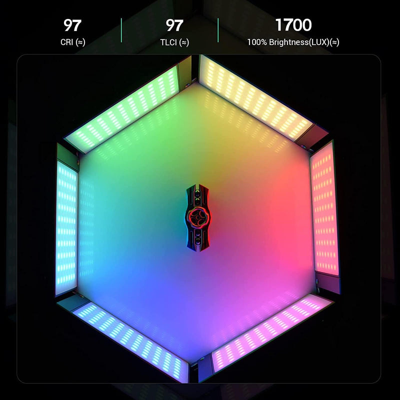 Godox M1 RGB Camera Light, Portable LED Video Light, Pocket Full Color LED Video Light Panel CRI 97+ 2500k-8500k, Music Beats Function and 15 FX Lighting Effects with Aluminum Alloy Body - Gray