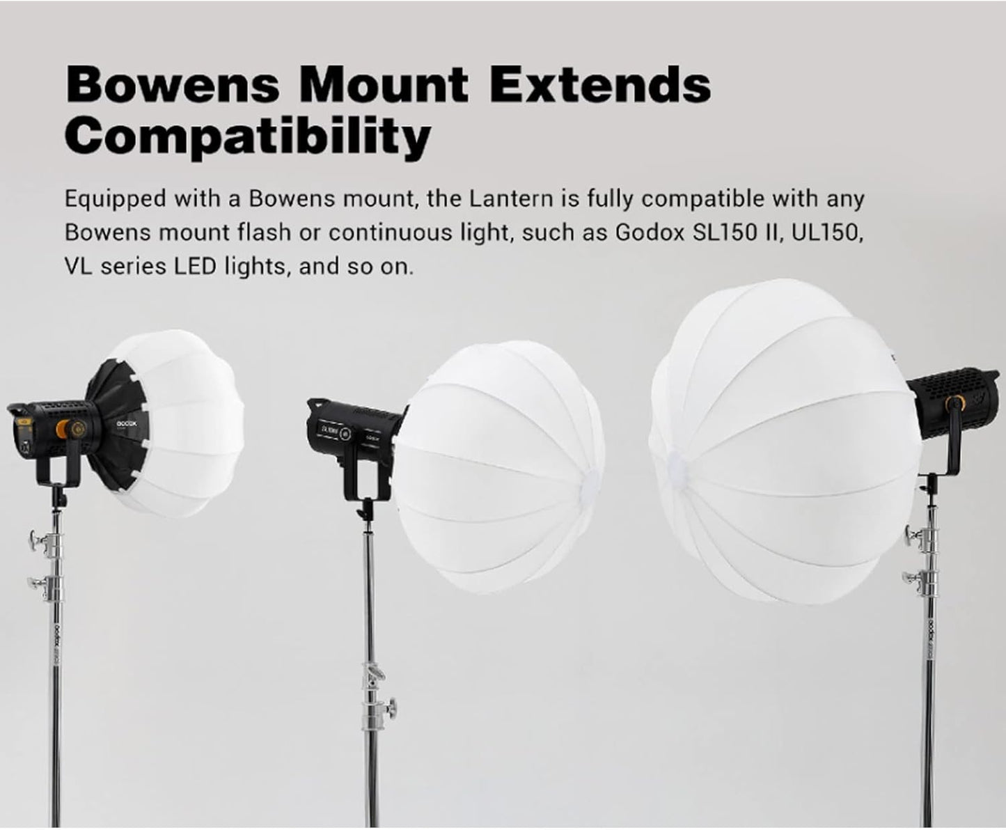 GODOX CS-50D Lantern Softbox 50cm/20inch Omni-Directional Light Modifier Bowens Mount for Godox SL60W SL150 II, UL150, VL150 Light for Video Recording, Live Streaming, and Film Making