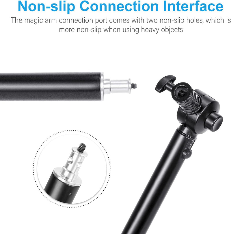 Fomito Super Articulating Magic Arm - 48 inch/122cm Light Stand Extender 2 Section Separable Bracket for Camera, Field Monitor, LED Video Light - Max Load 10KG with Single Section