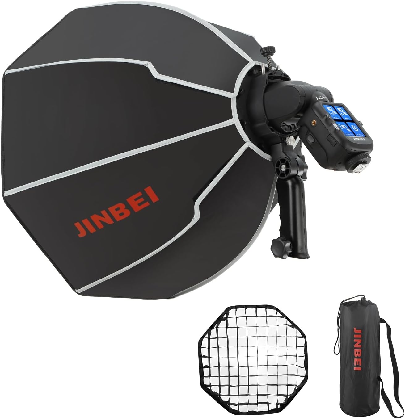 JINBEI 20"/50cm Octagonal Softbox Quick Folding Quick Set Up Octabox Softbox with Light Diffusers/Honeycomb Grid/Bag for HD-1 HD-2MAX Hi900 Speedlite