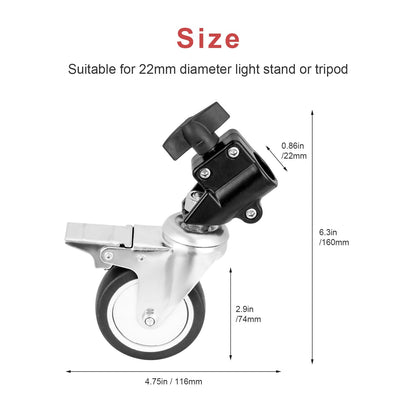 Fomito-FMT-WXL-3-2 Stand Wheel Kits Caster Wheels Set of 3 for 2.8m Light Stand-F0060