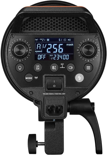 GODOX QT1200IIIM Studio Strobe Flash Light 1200W GN105 1/8000s High Speed Sync Photography Lighting Built in 2.4G Wirless System 40W LED Modeling Bulb LCD Panel with M/Multi/HSS Flash Mode