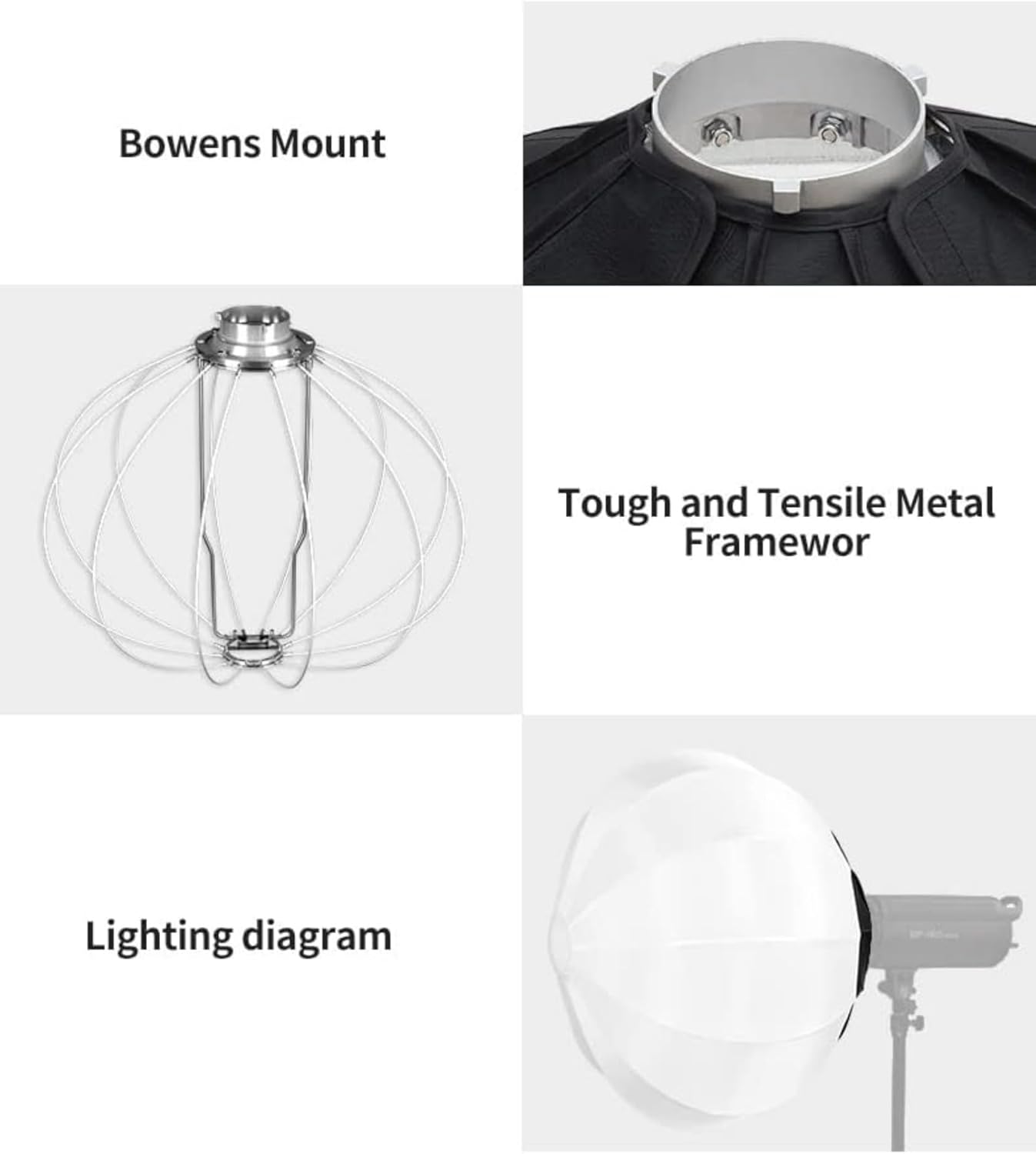 JINBEI 22”/56cm Lantern Softbox Bowens Mount softbox One Step Quick Release Soft Light Modifier for JINBEI Video Light Compatible with Other Bowens Mount Video Light Portable