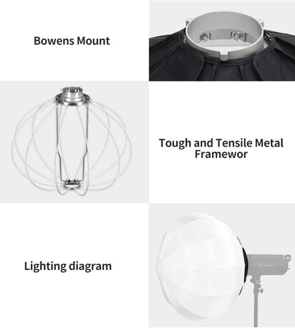 JINBEI 22”/56cm Lantern Softbox Bowens Mount softbox One Step Quick Release Soft Light Modifier for JINBEI Video Light Compatible with Other Bowens Mount Video Light Portable