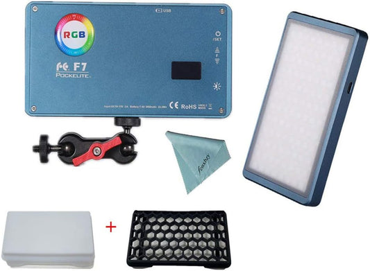 Falcon Eyes F7 12W RGB Led Video Light,Portable Photography Light with Honeycomb Grid and Softbox,CRI 97,2500K-9000K,Magnet Adsorption Function,Multiple Scenario Mode for Live Streaming Video