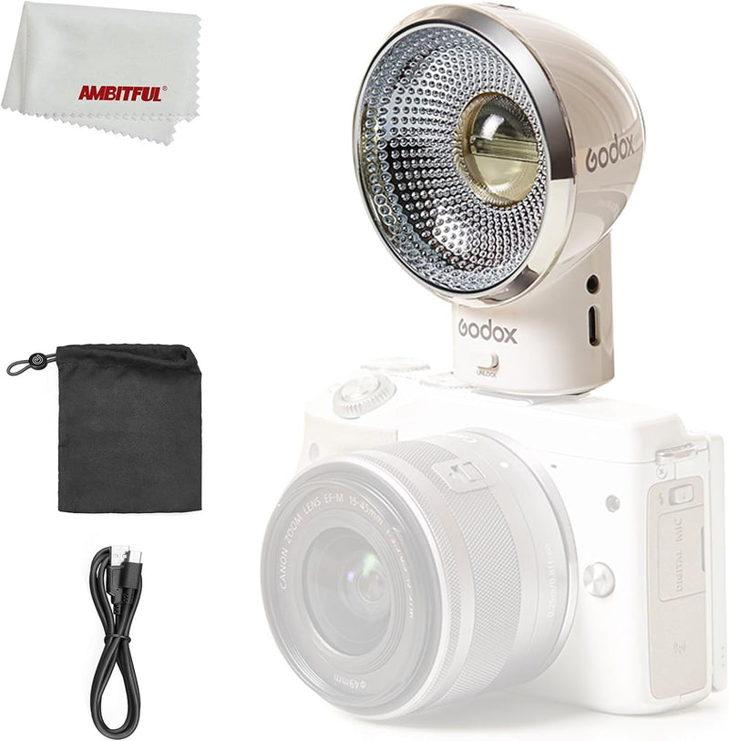 Godox LUX ELF Retro Camera Flash,CCT 6000K±200K,Recycle Time(1/1step) -10°℃~50°C,Flash Times(1/1step) 3.6s,Built-in Lithium Battery, for Canon Sony Nikon Cameras