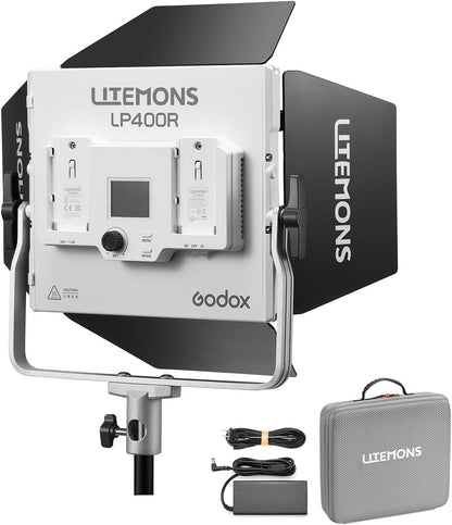 Godox LP400R Led Video Light Panel 36W Dimmable Bi-Color 1800-10000K,CRI≥96 TLCI≥96,with 14 FX Modes,Support APP Control for Gaming,Video Recording, Studio Photography, Streaming Zoom