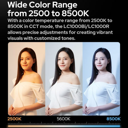 GODOX LC1000R Handheld RGB Tube Light, 2500K-8500K RGB Stick Light with Barndoor&Soft Diffuseur, 65W / 100W (P Model) 360°Full Color CRI 96+ 15 FX Effects LED Light Wand with Godox APP Control