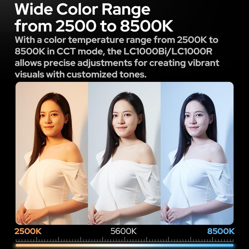 GODOX LC1000R Handheld RGB Tube Light, 2500K-8500K RGB Stick Light with Barndoor&Soft Diffuseur, 65W / 100W (P Model) 360°Full Color CRI 96+ 15 FX Effects LED Light Wand with Godox APP Control