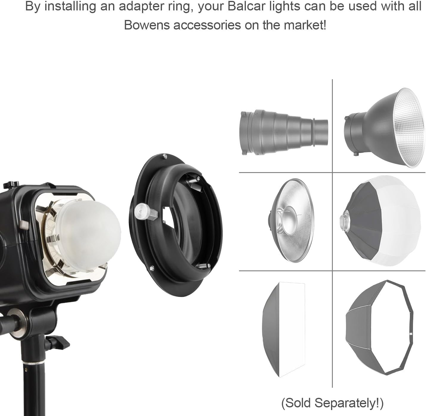 SN-18 Studio Flash Speedring Adapter, 92mm/90mm Inner Ring Universal Bowens Adapter for Godox Studio Strobes & Monolights, Camera Lighting Accessories