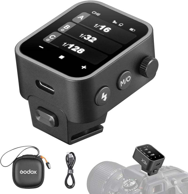 Godox X3-N Touchscreen TTL Wireless Flash Trigger for Nikon Camera, 1/8000s HSS TTL TCM Function, Built-in Battery USB-C Charge Flash Transmitter Compatible with Nikon Z6 D850 D750 D610 D7100 D5300