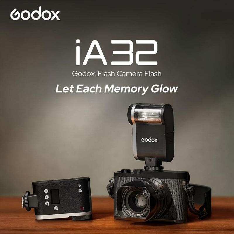 Godox Flash Godox iA32 Mini Camera Flash - Automatic Flash GN 15, 8 Power Levels/2.5sRecycle/490 Flash Times/Auto/Manual Modes,Mini Flash forCanon/Nikon/Sony/FujiCameras(Not Compatible for Sony ZV-1F)