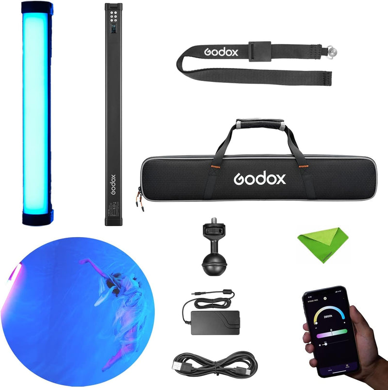 Godox WT60R 64CM RGB Dive Light Stick Waterproof Light Wand, 40m IP68 LED Video Light 37 FX Light Effects CCT 1800K-10000K TLCI≥96 CRI≥96 Bluetooth Control for Underwater Photography Videography
