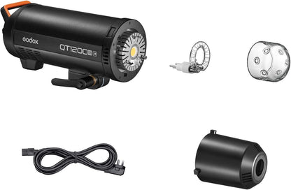GODOX QT1200IIIM Studio Strobe Flash Light 1200W GN105 1/8000s High Speed Sync Photography Lighting Built in 2.4G Wirless System 40W LED Modeling Bulb LCD Panel with M/Multi/HSS Flash Mode