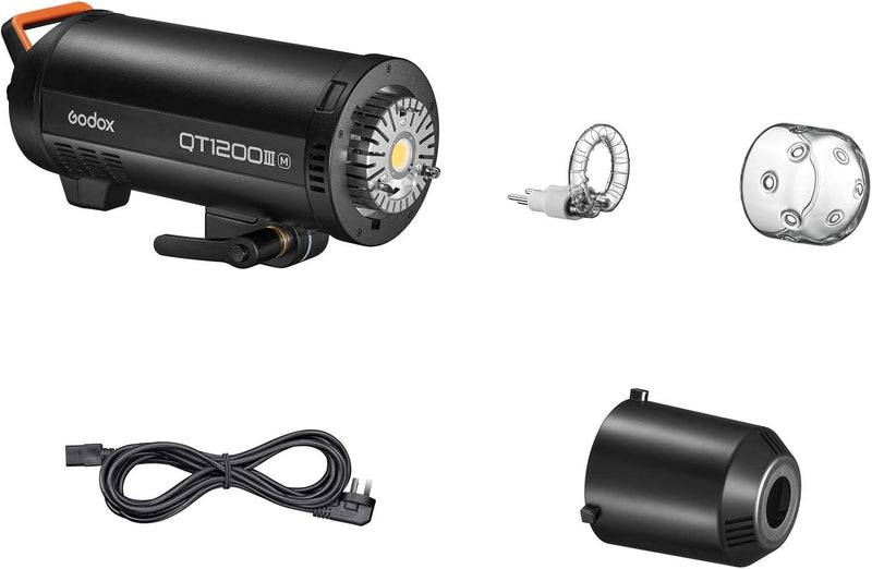 GODOX QT1200IIIM Studio Strobe Flash Light 1200W GN105 1/8000s High Speed Sync Photography Lighting Built in 2.4G Wirless System 40W LED Modeling Bulb LCD Panel with M/Multi/HSS Flash Mode