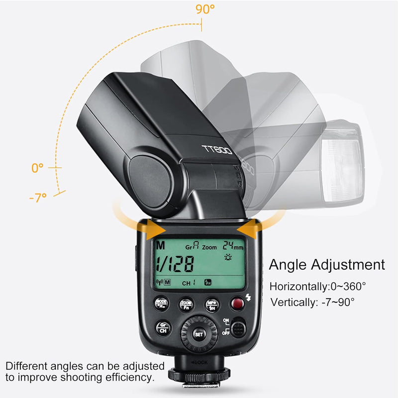 Godox TT600 2.4G Wireless Flash Speedlite Master/Slave Flash with Built-in Trigger System Compatible for Canon Nikon Pentax Olympus Fujifilm Panasonic (TT600)