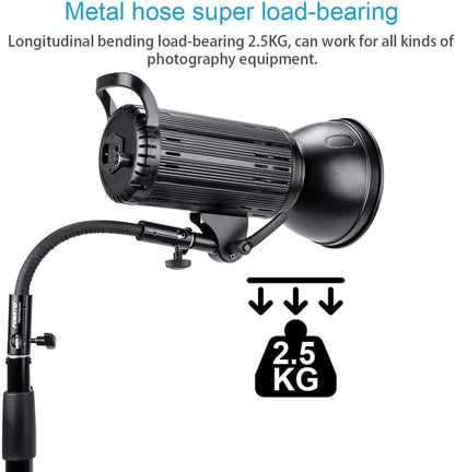 Fomito-RG-01 12.5 Inch/32cm Flexible Arm Extension Pole with 1/4-3/8in Converter Screw for Marco Ring Light/LED Panel, for Light Stand, Tripod, Monopod Photography, Max Load 5.5lbs/2.5kg-F0063