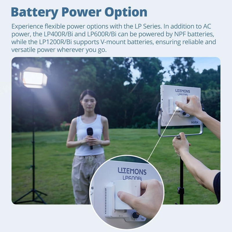 Godox Litemons LP600R RGB LED Light Panel W/APP Control,60W Studio Photography Lighting W/Barndoor,1800K -10000K,14 FX Modes/360°Rotatable/CRI 96+ TLCI 96+