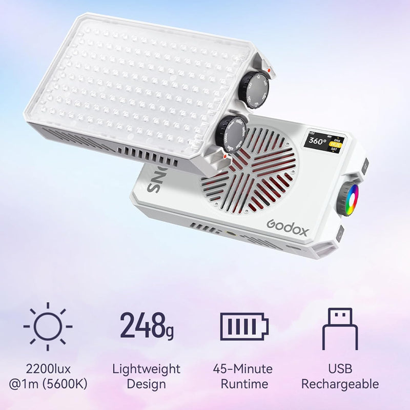 GODOX Litemons C30BI Led Video Panel Light,30W On Camera Pocket Lights CCT 2800K-6500K,3350mAh Rechargeable for Photography,Videographer and Vlogging