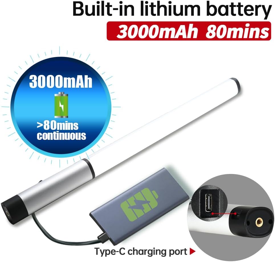 JINBEI EFT-220 Bi-Color Handheld Light Stick Built-in 3000mAh Battery 2700K ~ 7500K Light Wand Photography Ra>96 TLCI>98 with APP Control&Metal Barndoor 9 FX Lighting Effects for Video Photography