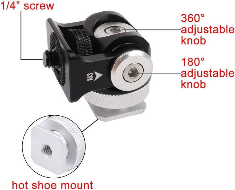 Fomito Mini Ball Head - Tripod Head with Lock and Hot Shoe Adapter,can Swiveled 360° and Tilted 180° with 1/4 inch Screw for LED Light,Monitor,Camcorders,Cell Phone,Flash Bracket,DSLR Cameras - Z1